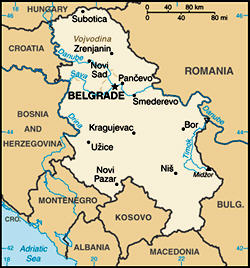 Map of Serbia (Yugoslavia)