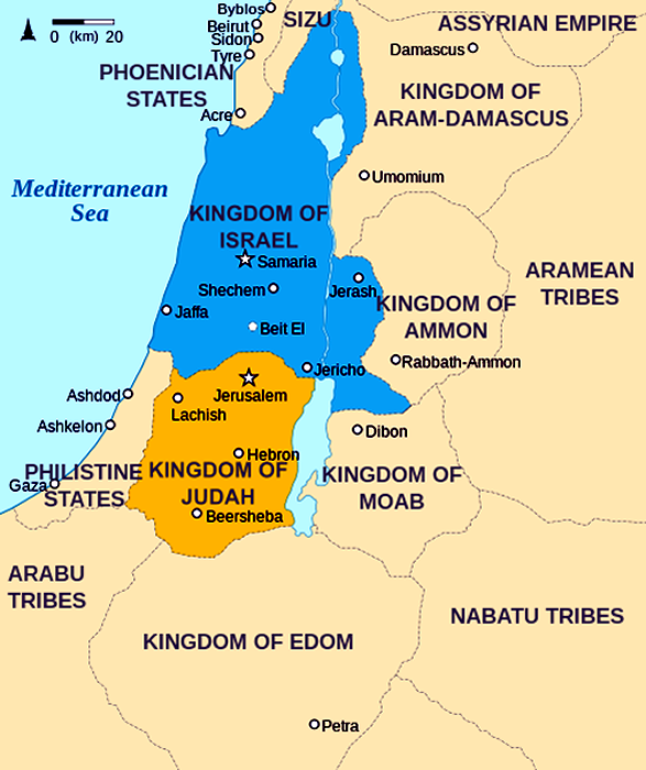 Map of Israel and Judah Kingdoms