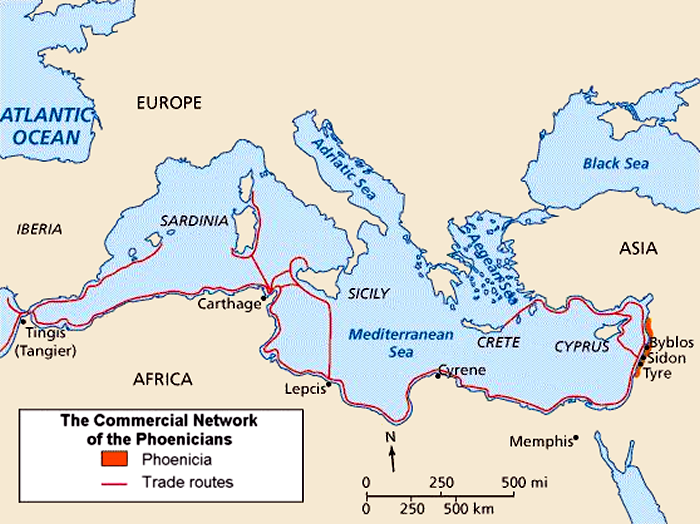 Map of Phoenician Empire