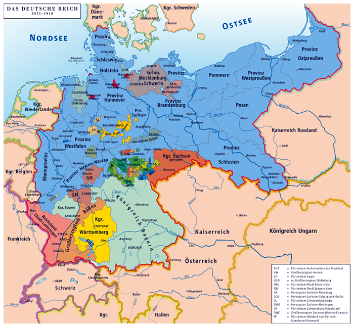 Map of German Empire of Bismarck