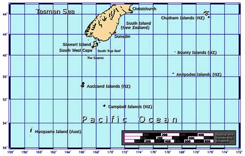 Map of Sub-Antarctic Islands