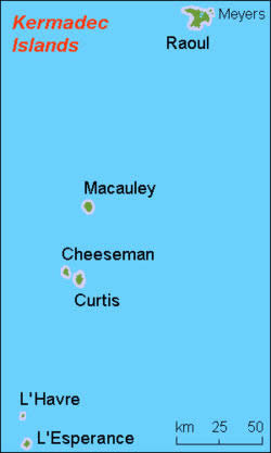 Map of Kermadec Islands