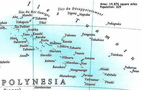 Map of Tuamotu Islands