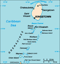 Map of St. Vincent & Grenadines
