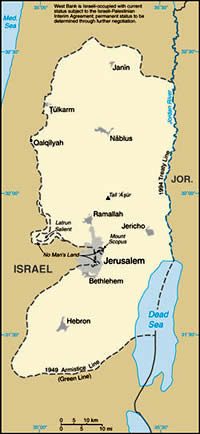 Map of West Bank (Palestine)